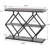 Garvee 3-Tier Entryway Table, Industrial Console Sofa Table with Storage, Accent Table with Open Shelves, Diamond-Shaped Metal Frame, Foyer Table for Entryway, Hallway, Gray(Gray + Diamond-shaped)