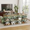 Garvee 3-Tier Entryway Table, Industrial Console Sofa Table with Storage, Accent Table with Open Shelves, Diamond-Shaped Metal Frame, Foyer Table for Entryway, Hallway, Gray(Rustic Brown + Diamond-shaped)