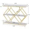 Garvee 3-Tier Entryway Table, Industrial Console Sofa Table with Storage, Accent Table with Open Shelves, Diamond-Shaped Metal Frame, Foyer Table for Entryway, Hallway, Gray(White + Diamond-shaped)