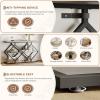 Garvee 3-Tier Entryway Table, Industrial Console Sofa Table with Storage, Accent Table with Open Shelves, Diamond-Shaped Metal Frame, Foyer Table for Entryway, Hallway, Gray(Gray + Diamond-shaped)