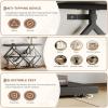 Garvee 3-Tier Entryway Table, Industrial Console Sofa Table with Storage, Accent Table with Open Shelves, Diamond-Shaped Metal Frame, Foyer Table for Entryway, Hallway, Gray(Black + Diamond-shaped)