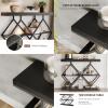 Garvee 3-Tier Entryway Table, Industrial Console Sofa Table with Storage, Accent Table with Open Shelves, Diamond-Shaped Metal Frame, Foyer Table for Entryway, Hallway, Gray(Black + Diamond-shaped)