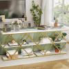 Garvee 3-Tier Entryway Table, Industrial Console Sofa Table with Storage, Accent Table with Open Shelves, Diamond-Shaped Metal Frame, Foyer Table for Entryway, Hallway, Gray(White + Diamond-shaped)
