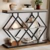image:imageGarvee 3Tier Entryway Table Industrial Console Sofa Table with Storage Accent Table with Open Shelves DiamondShaped Metal Frame Foyer Table for Entryway Hallway GrayGray  Diamondshaped