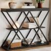 image:imageGarvee 3Tier Entryway Table Industrial Console Sofa Table with Storage Accent Table with Open Shelves DiamondShaped Metal Frame Foyer Table for Entryway Hallway GrayBlack  Xshaped