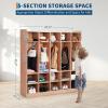Garvee Finished 5-Section Kids Coat Locker, Smooth Wood Surface with 10 Classroom Cubbies, 2 Anti-tip Kits, 4 Casters & 2 Storage Boxes for Kindergarten, Daycare or Home Use(5 + 15 cubbies)