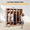 Garvee Finished 5-Section Kids Coat Locker, Smooth Wood Surface with 10 Classroom Cubbies, 2 Anti-tip Kits, 4 Casters & 2 Storage Boxes for Kindergarten, Daycare or Home Use(5 + 10)