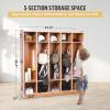 Garvee Finished 5-Section Kids Coat Locker, Smooth Wood Surface with 10 Classroom Cubbies, 2 Anti-tip Kits, 4 Casters & 2 Storage Boxes for Kindergarten, Daycare or Home Use(5 + 10 Finished Cubbies)