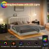 Garvee Floating Bed Frame, King Bed Frame with RGB LED headboard, King Size Bed Frame with Adjustable Height Headboard, Bed Frame King Size Upholstered Platform Metal Bed Frame, No Box Spring Needed,