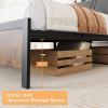 Garvee Full Size Bed Frame, Platform Bed Frame with Charging Station and Ergonomic Headboard, Metal Bed Frame with Under-Bed Storage Space, No Box Spring Needed, Easy Assembly, Vintage Brown