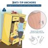 Garvee Mobile Storage Cabinet,Storage Block Cubby with 5 Anti-Flip Fittings, 4 Castors and 2 Boxes for Home, School, Kindergarten, Natural