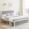Garvee Queen Size Bed Frame with Wave Wood Headboard, Queen Platform Bed Frame with Safe Rounded Corners & Under Bed Storage, Strong Metal Slats Support, No Box Spring Needed, Grey