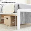 Garvee Queen Size Bed Frame with Wave Wood Headboard, Queen Platform Bed Frame with Safe Rounded Corners & Under Bed Storage, Strong Metal Slats Support, No Box Spring Needed, Grey