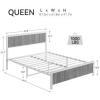 Garvee Queen Size Bed Frame with Wave Wood Headboard, Queen Platform Bed Frame with Safe Rounded Corners & Under Bed Storage, Strong Metal Slats Support, No Box Spring Needed, Grey