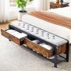 Garvee Queen Size Bed Frame with Wooden Headboard & 2 Storage Drawers, Industrial Platform Bed with Heavy Duty Metal Slats Supports, Noise-Free, No Box Spring Needed, Vintage Brown