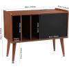 Garvee Record Player Stand with Charging Station and USB Ports, Large Storage Space Holds Up to 300 Albums, Vinyl Record Storage Cabinet, Turntable Stand, Record Player Table End Table,Brown
