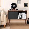 Garvee Record Player Stand with Charging Station and USB Ports, Large Storage Space Holds Up to 300 Albums, Vinyl Record Storage Cabinet, Turntable Stand, Record Player Table End Table,Brown