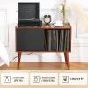 Garvee Record Player Stand with Charging Station and USB Ports, Large Storage Space Holds Up to 300 Albums, Vinyl Record Storage Cabinet, Turntable Stand, Record Player Table End Table,Brown