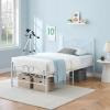 Garvee Twin Bed Frames, Twin Size Bed Frame with Headboard, Heavy Duty Mattress Foundation with Steel Slats Support, No Box Spring Needed, White
