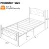 Garvee Twin Bed Frames, Twin Size Bed Frame with Headboard, Heavy Duty Mattress Foundation with Steel Slats Support, No Box Spring Needed, White