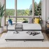 Garvee Twin Daybed with Trundle, Metal Sofa Bed with Classic Headboard and Pull Out Trundle, Platform Bed Frame with Steel Slat Support for Bedroom, Living Room, Guest Room, Easy Assembly, Black