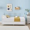 Garvee Twin Metal Daybed with Trundle, Pullout Trundle Bed Frame with Arched Headboard, Guest Sofa Bed with Steel Slat Support, No Box Spring Required, Easy Assembly, White