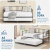 Garvee Twin Metal Daybed with Trundle, Pullout Trundle Bed Frame with Arched Headboard, Guest Sofa Bed with Steel Slat Support, No Box Spring Required, Easy Assembly, Black