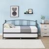 Garvee Twin Metal Daybed with Trundle, Pullout Trundle Bed Frame with Arched Headboard, Guest Sofa Bed with Steel Slat Support, No Box Spring Required, Easy Assembly, Black