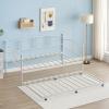 Garvee Twin Metal Daybed with Trundle, Pullout Trundle Bed Frame with Arched Headboard, Guest Sofa Bed with Steel Slat Support, No Box Spring Required, Easy Assembly, White