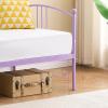 Garvee Twin Metal Daybed with Trundle, Pullout Trundle Bed Frame with Arched Headboard, Guest Sofa Bed with Steel Slat Support, No Box Spring Required, Easy Assembly, Purple