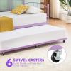 Garvee Twin Metal Daybed with Trundle, Pullout Trundle Bed Frame with Arched Headboard, Guest Sofa Bed with Steel Slat Support, No Box Spring Required, Easy Assembly, Purple