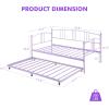 Garvee Twin Metal Daybed with Trundle, Pullout Trundle Bed Frame with Arched Headboard, Guest Sofa Bed with Steel Slat Support, No Box Spring Required, Easy Assembly, Purple