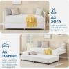 Garvee Twin Metal Daybed with Trundle, Pullout Trundle Bed Frame with Arched Headboard, Guest Sofa Bed with Steel Slat Support, No Box Spring Required, Easy Assembly, White
