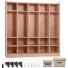 Garvee Finished 5-Section Kids Coat Locker, Smooth Wood Surface with 10 Classroom Cubbies, 2 Anti-tip Kits, 4 Casters & 2 Storage Boxes for Kindergarten, Daycare or Home Use(5 + 15 cubbies)