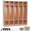 Garvee Finished 5-Section Kids Coat Locker, Smooth Wood Surface with 10 Classroom Cubbies, 2 Anti-tip Kits, 4 Casters & 2 Storage Boxes for Kindergarten, Daycare or Home Use(5 + 10 Finished Cubbies)