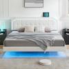Garvee Floating Bed Frame, King Bed Frame with RGB LED headboard, King Size Bed Frame with Adjustable Height Headboard, Bed Frame King Size Upholstered Platform Metal Bed Frame, No Box Spring Needed,