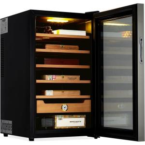 Garvee 3 in 1 Electric Storage Cabinet 300 Count, 50 L Large Cabinet with Hygrometer, Tank, Fan, Drawer & Spanish Cedar Lining, Lights Control System, 65%-75%, 61-72℉, Festival Gift for Cigar-Lovers