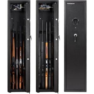 Garvee Gun Safes for Home Rifles and Pistols, Quick Access 5-6 Gun Large Rifle Gun Security Cabinet for Rifle Shotgun Firearms with/Without Optics with Pistol Lock Box, Removable Storage Shelf