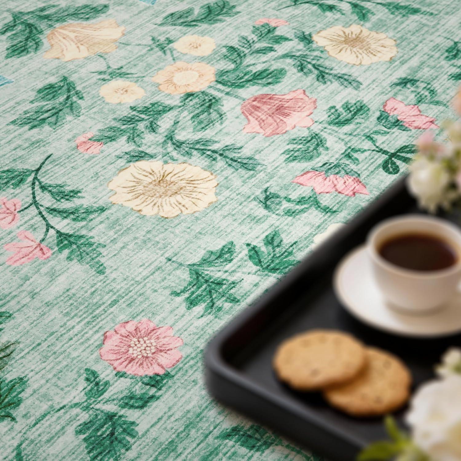 image:image5x7 Area Rugs Living Room Rug Vintage Washable Rug Floral Soft Carpet Indoor Floor NonSlip Stain Resistant Large Carpets for Bedroom Kids Nursery Dining Room Farmhouse Home Office BlackGreen