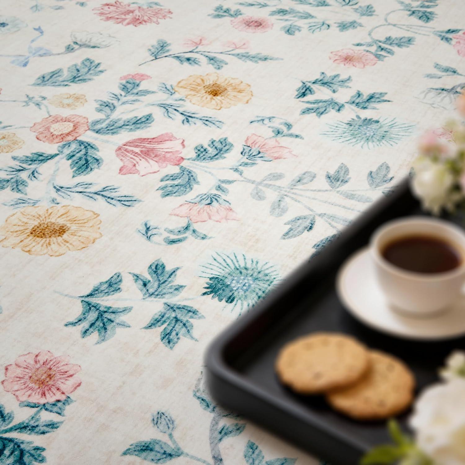 image:image5x7 Area Rugs Living Room Rug Vintage Washable Rug Floral Soft Carpet Indoor Floor NonSlip Stain Resistant Large Carpets for Bedroom Kids Nursery Dining Room Farmhouse Home Office BlackPink