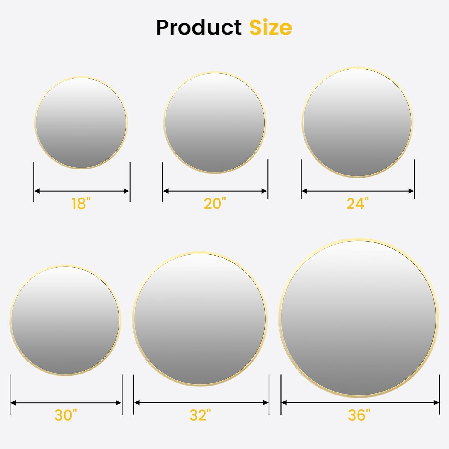 image:imageGarvee 20 in Round Mirror for Wall Black Metal Frame Circle Mirror Round Bathroom Mirror for Wall Decor Rounds Mirror for Entryway Vanity Bedroom Easy to InstallGold