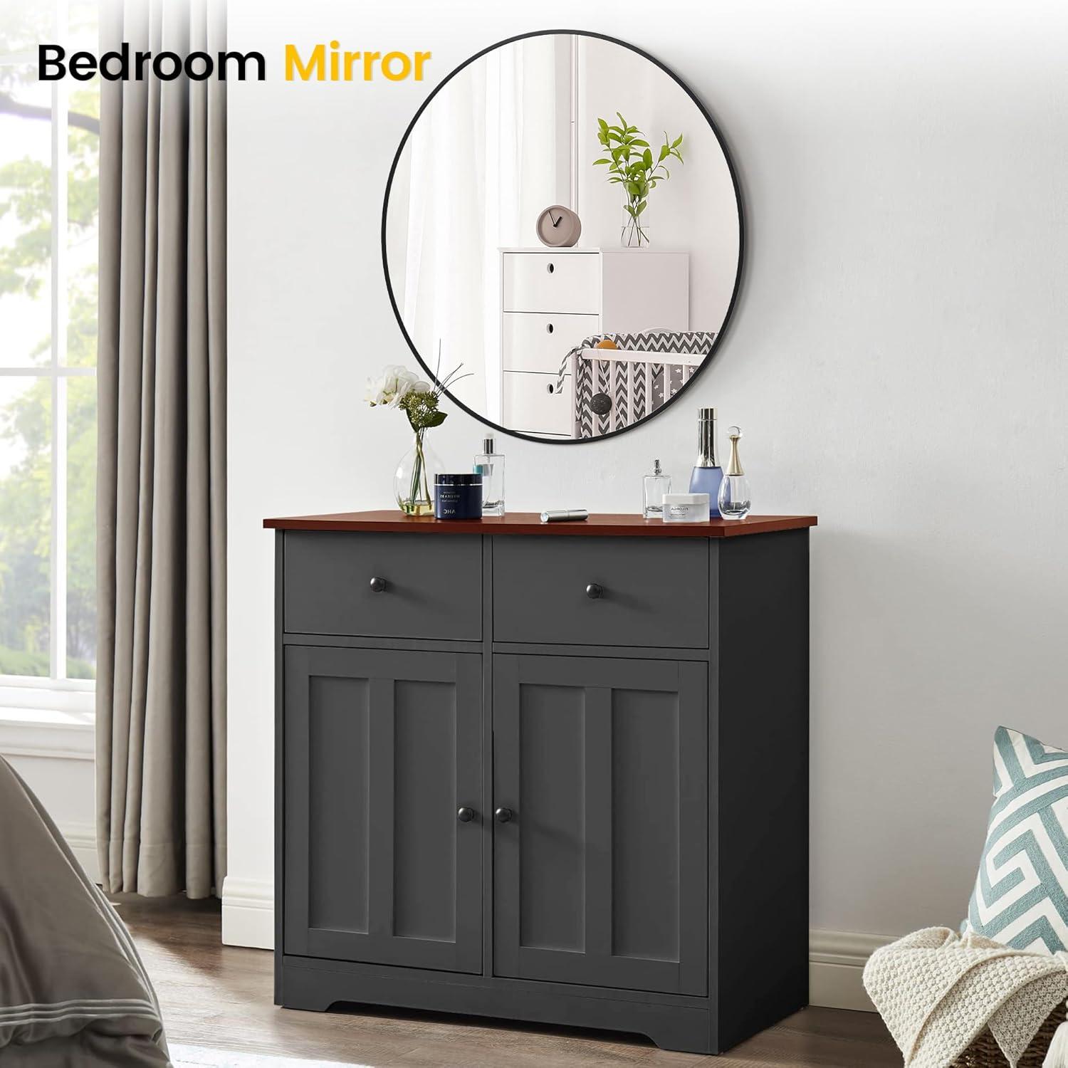 image:imageGarvee 20 in Round Mirror for Wall Black Metal Frame Circle Mirror Round Bathroom Mirror for Wall Decor Rounds Mirror for Entryway Vanity Bedroom Easy to InstallBlack