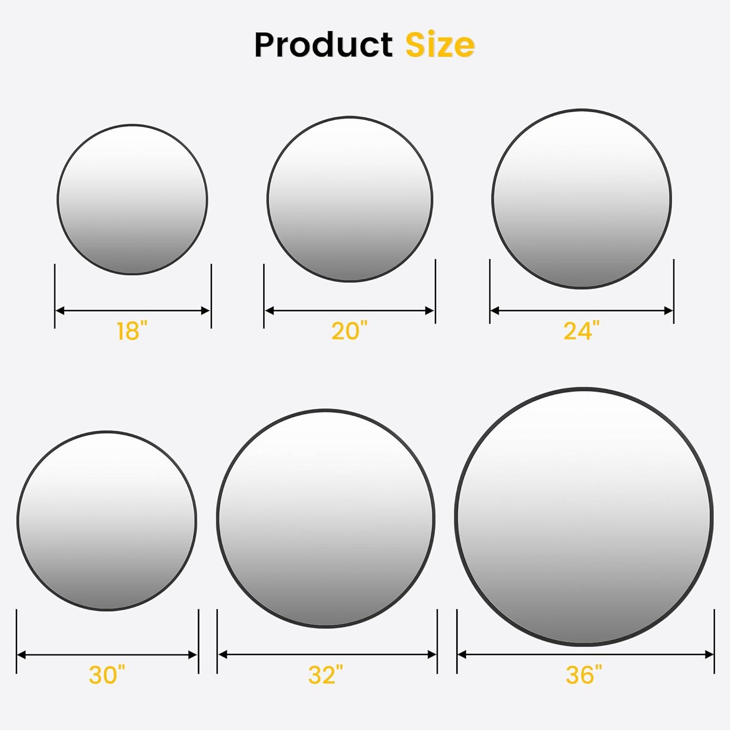image:imageGarvee 20 in Round Mirror for Wall Black Metal Frame Circle Mirror Round Bathroom Mirror for Wall Decor Rounds Mirror for Entryway Vanity Bedroom Easy to InstallBlack