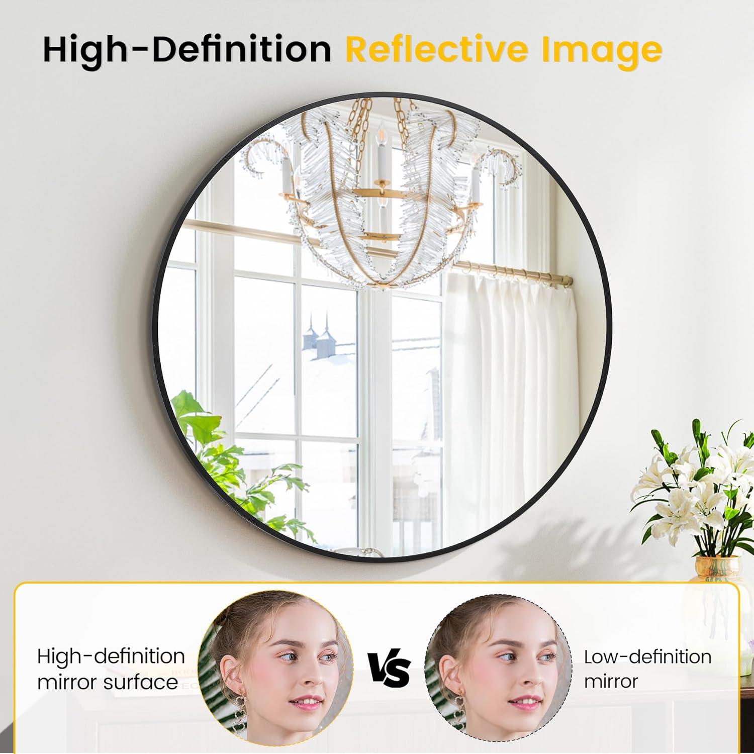 image:imageGarvee 20 in Round Mirror for Wall Black Metal Frame Circle Mirror Round Bathroom Mirror for Wall Decor Rounds Mirror for Entryway Vanity Bedroom Easy to InstallBlack