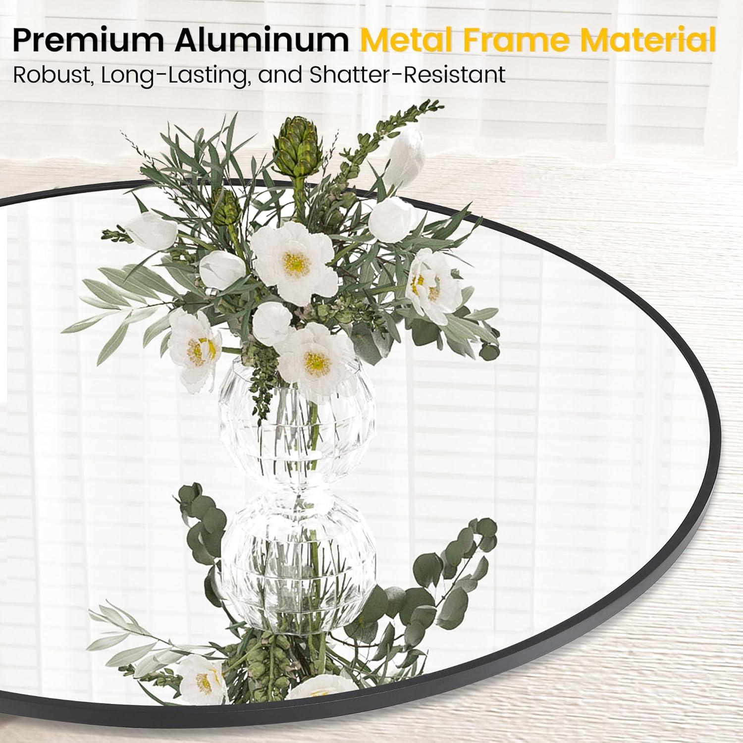 image:imageGarvee 20 in Round Mirror for Wall Black Metal Frame Circle Mirror Round Bathroom Mirror for Wall Decor Rounds Mirror for Entryway Vanity Bedroom Easy to InstallBlack