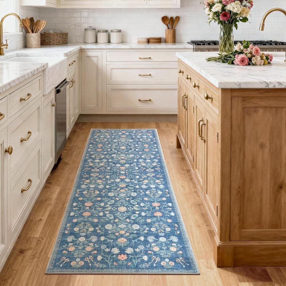 image:image5x7 Area Rugs Living Room Rug Vintage Washable Rug Floral Soft Carpet Indoor Floor NonSlip Stain Resistant Large Carpets for Bedroom Kids Nursery Dining Room Farmhouse Home Office BlackBlue