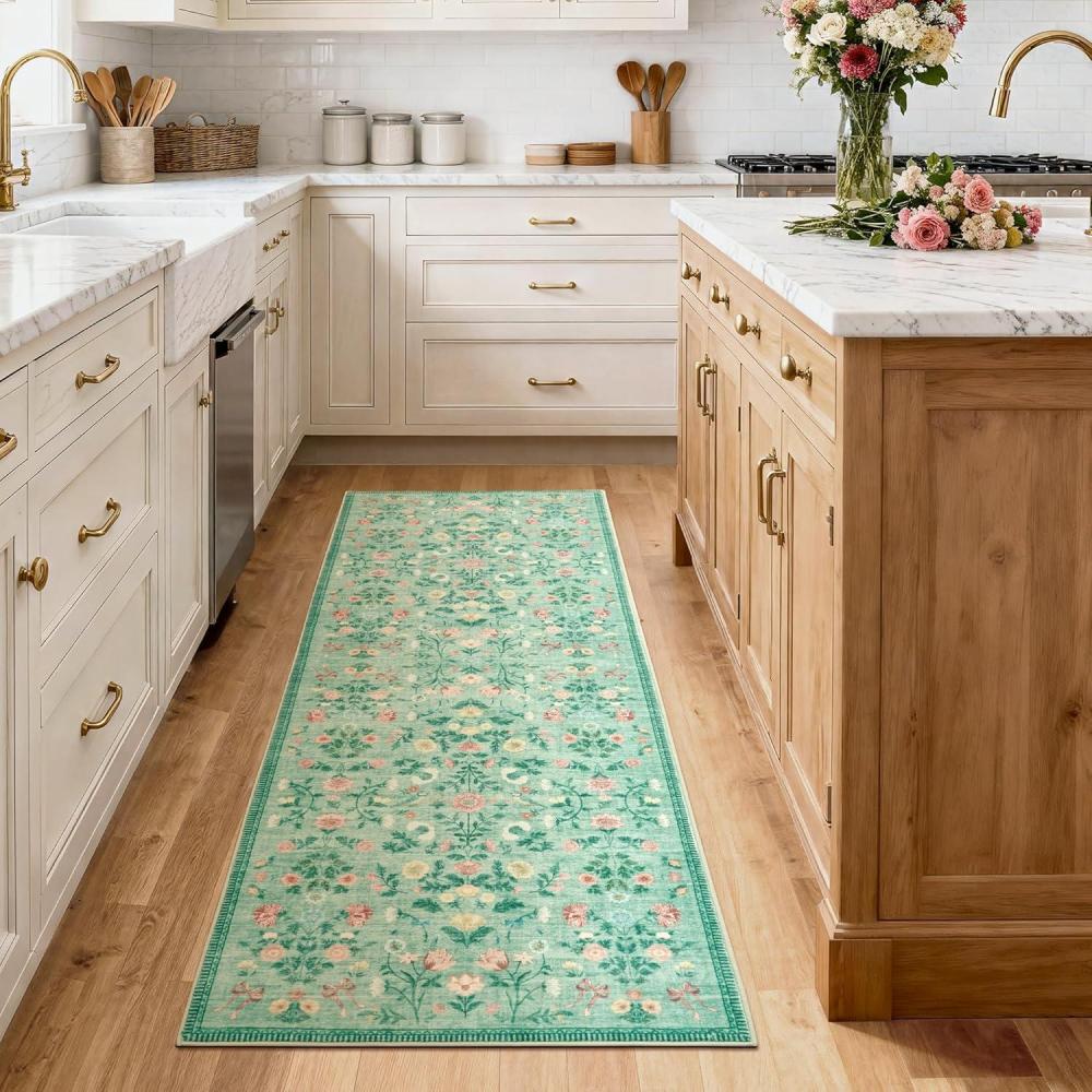 image:image5x7 Area Rugs Living Room Rug Vintage Washable Rug Floral Soft Carpet Indoor Floor NonSlip Stain Resistant Large Carpets for Bedroom Kids Nursery Dining Room Farmhouse Home Office BlackGreen