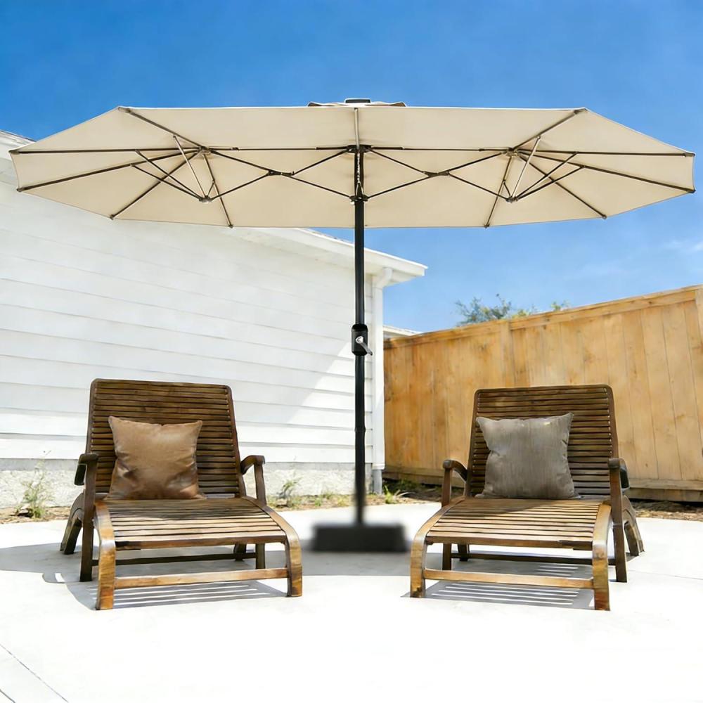 image:imageGarvee 13ft Patio Umbrella with Double Canopy Premium Commercial Extra Large Market Umbrella for Outdoor Dining Sets Resort Patios and Backyard Entertainment Areas wo BaseBeige