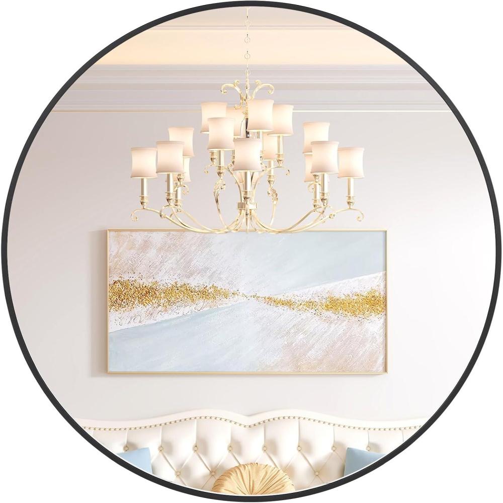 image:imageGarvee 20 in Round Mirror for Wall Black Metal Frame Circle Mirror Round Bathroom Mirror for Wall Decor Rounds Mirror for Entryway Vanity Bedroom Easy to InstallBlack