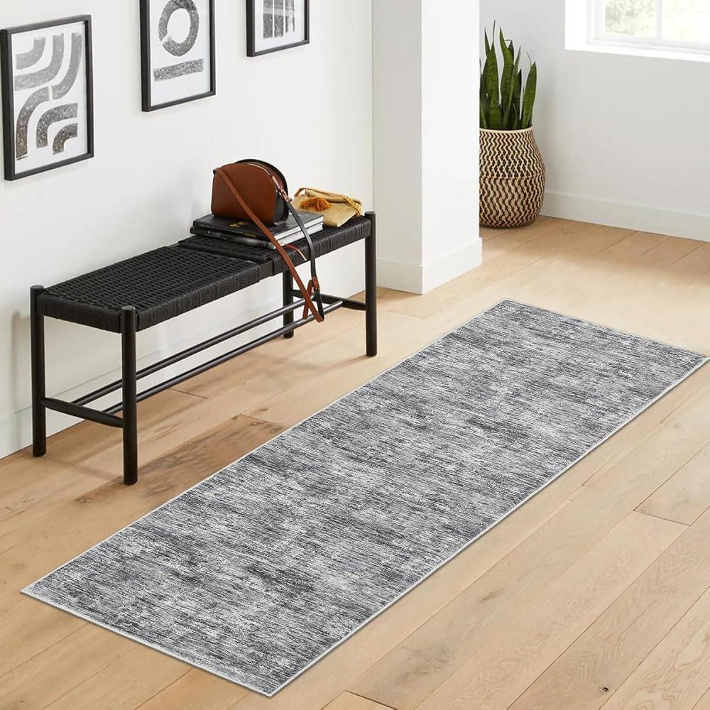 image:imageGarvee 5x7 Living Room Rug Modern Solid Throw Rugs with Rubber Backing Washable Non Shedding Stain Resistant Neutral Carpet Low Pile Contemporary Soft Mats for Bedroom Nursery Dining Room LinenAiry Solidlight Grey